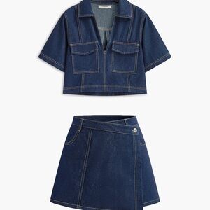 Commense Blue Denim Skort Set